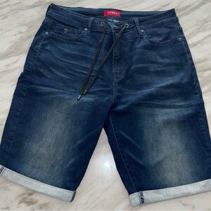 Guess Blue Jean Shorts with Cuffed Hems